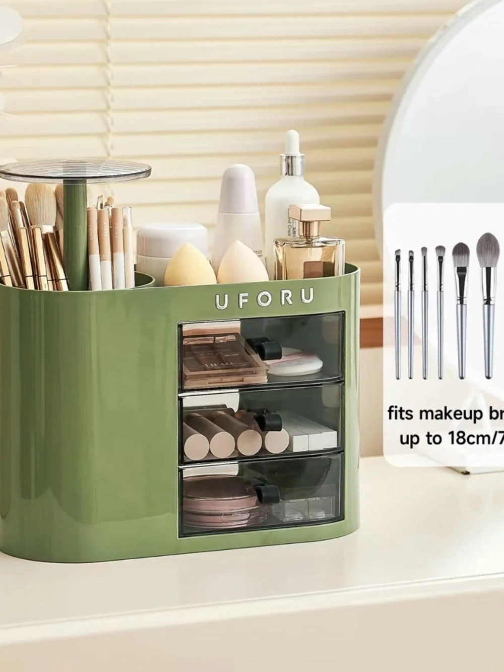 White Cosmetic Organizer with Clear Drawer Fronts
